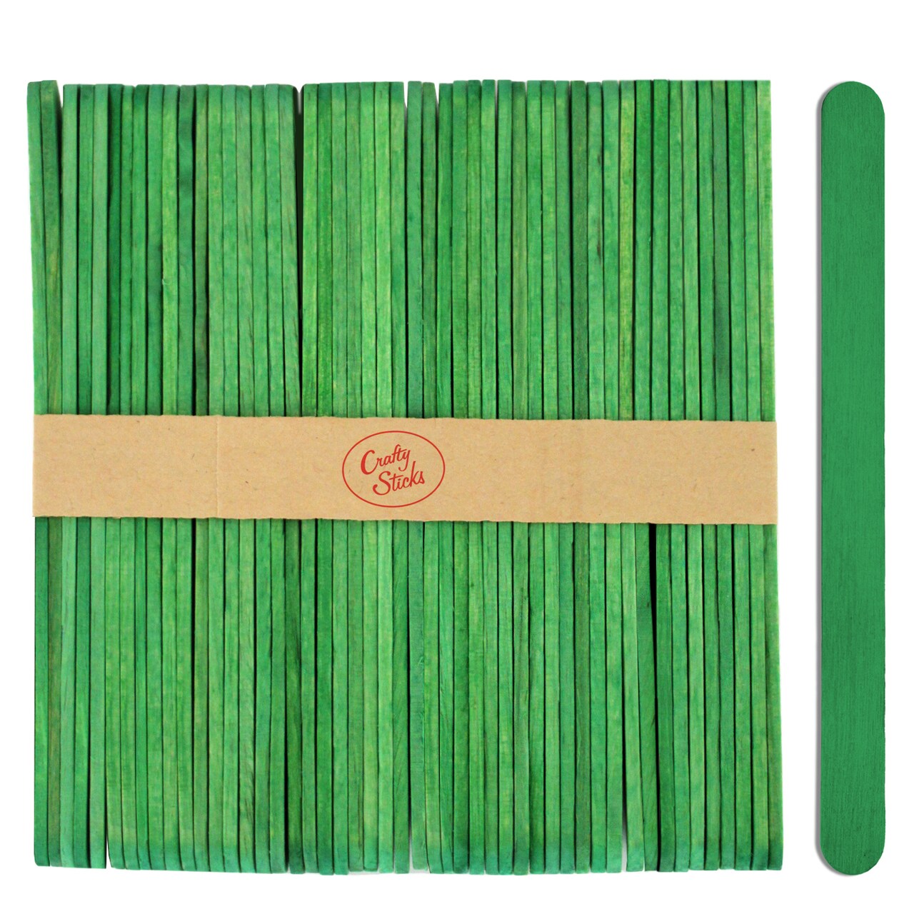 CraftySticks Colored Wood Craft Sticks 4.5 Inch, Red Orange Yellow Green Blue Purple White Black Pink Brown Popsicle Sticks